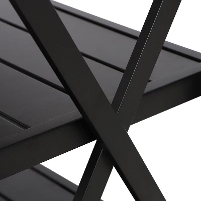 Captiva Designs 1pc Weather-Resistant Patio Double-Shelf Movable Rectangular Steel Cart Table 6 Captiva Designs 1pc Weather-Resistant Patio Double-Shelf Movable Rectangular Steel Cart Table - Image 4