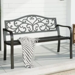 Captiva Designs Two Seat Cast Steel Garden Bench -Furniture GUEST be5aac21 f174 4e3d 8947 cf74561914d3