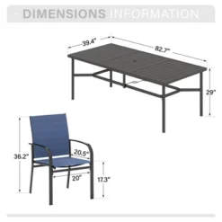 Captiva Designs 9pc Outdoor Patio Slat-top Rectangle Metal Dining Table & Breathable Textilene Chairs -Furniture GUEST be5cb071 ce2d 4695 9a7c 2601425fbff5