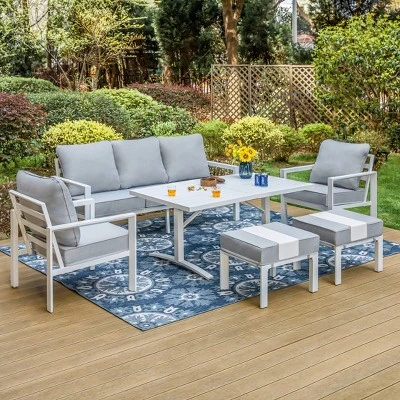 Captiva Designs 6pc Modern Aluminum Outdoor Patio Conversation Set With Coffee Table 11 Captiva Designs 6pc Modern Aluminum Outdoor Patio Conversation Set With Coffee Table - Image 9