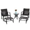 5pc Strap Chairs, Ottomans & Glass Top Side Coffee Table - Captiva Designs -Furniture GUEST bee7d536 aa11 4af1 9bd9 bc9975859b79