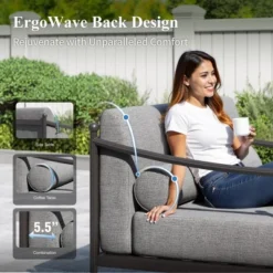 Captiva Designs Outdoor Patio Oversized Premium Conversation Sofa Set With Extra Thick Cushion And Coffee Table -Furniture GUEST bf8bc221 724c 4403 acda 3eba497b61ad