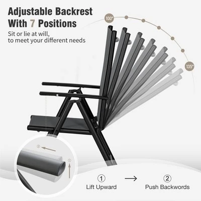 Captiva Designs 9pc Patio Adjustable Steel Rectangle Dining Table & Textilene Reclining Foldable Chairs 14 Captiva Designs 9pc Patio Adjustable Steel Rectangle Dining Table & Textilene Reclining Foldable Chairs - Image 12