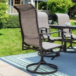 7pc Patio Dining Set With Rectangle Table With 2.6" Umbrella Hole & 360 Swivel Padded Arm Chairs - Captiva Designs -Furniture GUEST c1239aa1 1bce 4293 9c8f 1ef71a89dc83