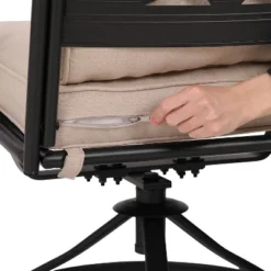 5pc Outdoor Dining Set With Swivel Chairs With Seat & Back Cushions & Square Metal Table With Umbrella Hole - Captiva Designs -Furniture GUEST c129c193 9481 483e ad42 c7fe9c7874ac 2