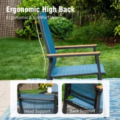 Captiva Designs 7pc Patio Dining Set With Rectangular Steel Table & Aluminum Frame Textilene Chairs -Furniture GUEST c1a258ae 54f1 41a4 b8b4 8b34ffb3a342 3