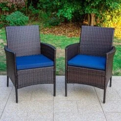 5pc Patio Set With Wicker Chairs & 28" Propane Gas Fire Pit Table - Captiva Designs