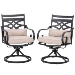 5pc Outdoor Dining Set With Swivel Chairs With Thick Seat & Back Cushions & Square Faux Wood Tabletop With Umbrella Hole - Captiva Designs 32 5pc Outdoor Dining Set With Swivel Chairs With Thick Seat & Back Cushions & Square Faux Wood Tabletop With Umbrella Hole - Captiva Designs -Furniture GUEST c23737ce 028c 4249 bbb0 f62c846ea293