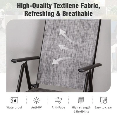 Captiva Designs 9pc Patio Adjustable Steel Rectangle Dining Table & Textilene Reclining Foldable Chairs 4 Captiva Designs 9pc Patio Adjustable Steel Rectangle Dining Table & Textilene Reclining Foldable Chairs - Image 2