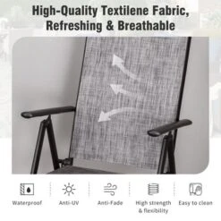 Captiva Designs 7pc Patio Wood-look Metal Table With Umbrella Hole & Textilene Reclining Foldable Chairs -Furniture GUEST c2f47c6b 9663 4df5 bcfc 8a39bc70359d