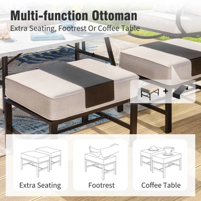 Captiva Designs 6pc Metal Patio Furniture Conversation Set With Armchairs And Ottomans For Garden Porch Backyard 6 Captiva Designs 6pc Metal Patio Furniture Conversation Set With Armchairs And Ottomans For Garden Porch Backyard - Image 4