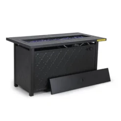 45" Outdoor Rectangle Fire Pit Dining Table - Black - Captiva Designs: LP Gas, 50000 BTU, Rust-Resistant