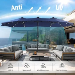 Captiva Designs 15' X 9' Rectangular Outdoor Patio Market Umbrella With Extra Large Base And Sand Bags -Furniture GUEST c482abfb 0a7c 47c1 a2da e87f0462368b