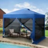 Captiva Designs 10x10 Ft Pop-Up Canopy Tent With UV Protection, Mesh Sidewalls, And Easy Setup Roller Bag, Beige -Furniture GUEST c51a92ae 64a5 4d19 8649 3515974745db