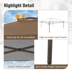 Captiva Designs 13’ X 13’ Pop-Up Canopy Tent - Instant Folding Shelter For Large Outdoor Sun Protection -Furniture GUEST c65b99cf 5876 43bf 85c6 6aeb8a1c28bb