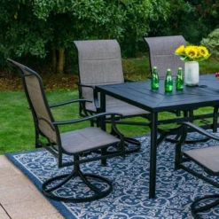 7pc Outdoor Dining Set With With Padded Sling Chairs & Metal Rectangle Table With Umbrella Hole - Captiva Designs -Furniture GUEST c69b9645 1ee9 47d7 95a1 cac3fe9b508c
