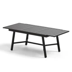 Captiva Designs 1pc Outdoor Patio Dining Spacious Rectangle Black Metal Table With Steel Frame -Furniture GUEST c6c30bc8 4075 4948 bb1c 0a212323c16b