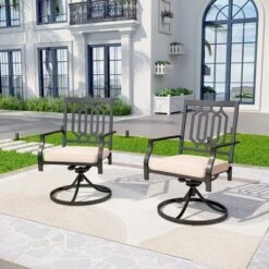 Captiva Designs 7pc Patio Dining Set With Slat-top Rectangle Steel Table & Metal Chairs -Furniture GUEST c73681f7 2623 4c33 b17f 017bd54109aa