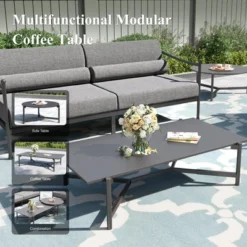 Captiva Designs Outdoor Patio Oversized Premium Conversation Sofa Set With Extra Thick Cushion And Coffee Table -Furniture GUEST c7894ee2 45d2 4f78 9ca0 2e588e3de677