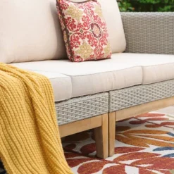 Captiva Designs 5pc Outdoor Wicker Rattan Conversation Set Beige: UV-Resistant, Includes Sofa & Ottomans 13 Captiva Designs 5pc Outdoor Wicker Rattan Conversation Set Beige: UV-Resistant, Includes Sofa & Ottomans -Furniture GUEST c8964f7c 3fea 47ee b47d a98b45b29bc1