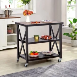 Captiva Designs 1pc Weather-Resistant Patio Double-Shelf Movable Rectangular Steel Cart Table 17 Captiva Designs 1pc Weather-Resistant Patio Double-Shelf Movable Rectangular Steel Cart Table -Furniture GUEST c8cecf64 5d60 4d79 9a37 47978f9a75d0