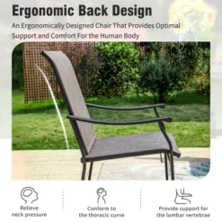 Captiva Designs 7pc Patio Outdoor Dining Rectangle Steel Table With Umbrella Hole & Brown Textilene Arm Chairs -Furniture GUEST c9e9bc37 411f 405b 9e91 65c1e3af0a9b 2