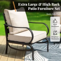 Captiva Designs 4 PCS Metal Patio Furniture Conversation Set With Coffee Table For Garden Porch Backyard 18 Captiva Designs 4 PCS Metal Patio Furniture Conversation Set With Coffee Table For Garden Porch Backyard -Furniture GUEST c9efd6e7 3b24 4257 a201 b2ef20033234 3