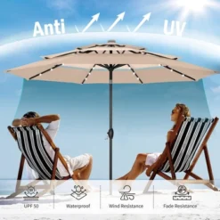 Captiva Designs 10ft Vented Patio Umbrella With 8 Sturdy Ribs For Garden, Poolside & Lawn -Furniture GUEST c9fb2dc0 4918 4212 8e0f 490cad8ad133