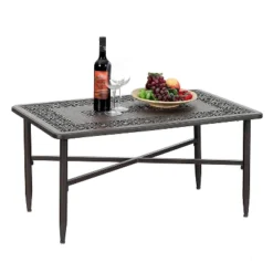 38.6"x23" Rectangular Outdoor Patio Cast Aluminum Coffee Table With Frosted Surface - Captiva Designs -Furniture GUEST ca77c2bd f3c3 4473 b737 51817b6b7684