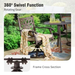 Captiva Designs 7PC Cast Aluminum Patio Dining Set With Round Table & Flower Back Chairs -Furniture GUEST cab2258e c644 422a 82cb 3f94dad27948