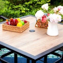 5pc 37" Wooden Top Patio Table With 4 Swivel Rocking Chairs - Captiva Designs -Furniture GUEST caf3daf1 9978 48e3 a61c 3bc286eaab92