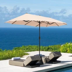13' X 6.5' Rectangular Outdoor Patio Market Umbrella - Captiva Designs -Furniture GUEST cb3c6cc5 157a 4241 85f5 561662445ed3