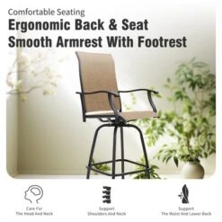 Captiva Designs 7pc Slatted Top Rectangle Metal Bar Table With X-Shaped Cross Bracket & Sling Swivel Bar Stools -Furniture GUEST cb676833 eea9 4f7d be1e d1618febd23a