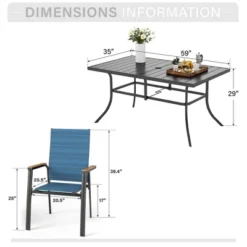 Captiva Designs 7pc Patio Dining Set With Rectangular Steel Table & Aluminum Frame Textilene Chairs -Furniture GUEST cb6789c4 3e97 45d5 a2bf 610ee3958088