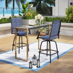 Captiva Designs 1pc Patio Outdoor Dining Rectangle Steel Bar Table With Steel Frame -Furniture GUEST cb86edc2 5199 4490 b94a cd23da983158