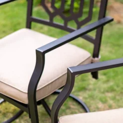 7pc Metal Patio Dining Set With Rectangular Table With Umbrella Hole & & Swivel Armrest Chairs - Captiva Designs -Furniture GUEST cbd60854 11db 4dea a325 b3ecd20981c7 1