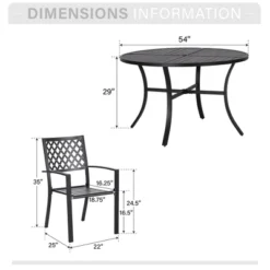 Captiva Designs 7pc Black Round Slatted Steel Table With Umbrella Hole& Metal Armrest Chairs -Furniture GUEST cc100f3b 860c 45c0 adb9 9e3b97783756