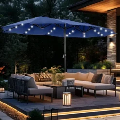 Captiva Designs 15' X 9' Rectangular Outdoor Patio Market Umbrella With Extra Large Base And Sand Bags -Furniture GUEST cc269f88 bffb 4d42 80df cc7ca51e2c28