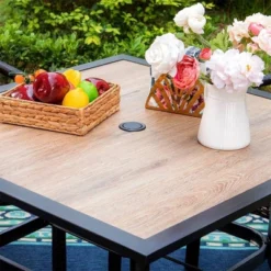 5pc Patio Dining Set With 37"x37" Square Table & 4 C-Spring Motion Chairs - Captiva Designs -Furniture GUEST cc2965be ed6e 4ed4 9d55 f4e57ab34b94