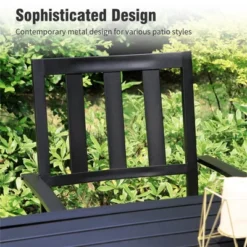 Captiva Designs 7pc Patio Dining Set With Slat-top Rectangle Steel Table & Metal Stackable Chairs -Furniture GUEST cc9a5a22 af0c 4402 bc78 b12952864196 2