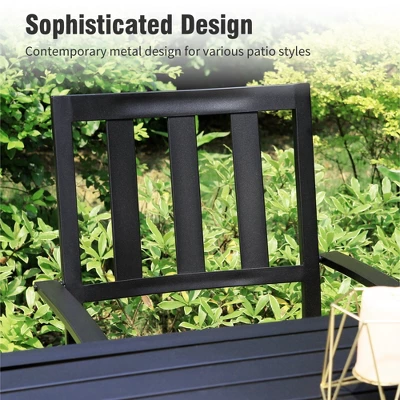 Captiva Designs 9pc Outdoor Patio Adjustable Steel Rectangle Dining Table & Metal Stackable Chairs 10 Captiva Designs 9pc Outdoor Patio Adjustable Steel Rectangle Dining Table & Metal Stackable Chairs - Image 8