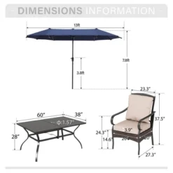 Captiva Designs 8pc Patio Rectangle Steel Dining Table & Rattan Chairs & Market Umbrella 21 Captiva Designs 8pc Patio Rectangle Steel Dining Table & Rattan Chairs & Market Umbrella -Furniture GUEST cca51716 e4dc 4b9c b17c 3820654641a3