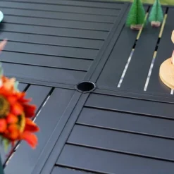 Captiva Designs 9pc Outdoor Slat-top Square Metal Dining Table And Thick Cushion Fixed Wicker Chairs -Furniture GUEST cccb3fd6 66ff 41c4 9149 89b28b0cbf3f 1