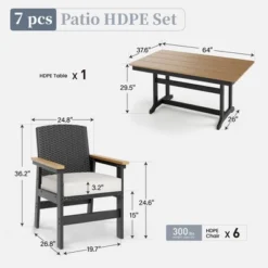 Captiva Designs 7pc Patio Furniture Set With Rectangle Table And Arm Chairs -Furniture GUEST cd4153c1 57f6 4696 a69d 87a8747cfa03