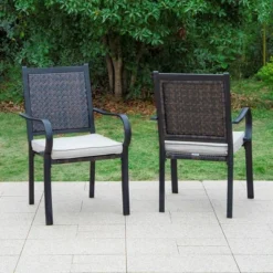 7pc Patio Dining Set With Steel Table & Rattan Chairs - Captiva Designs -Furniture GUEST ce698b35 a7e8 432b adf1 a4b4b83e93f3