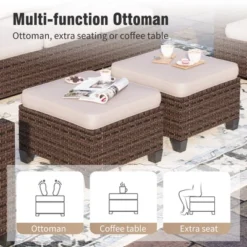 Captiva Designs 7pc Outdoor Patio Wicker Conversation Set With 4Cushioned Single Sofas For Garden Poolside Backyard -Furniture GUEST ce818212 0088 45fe b6c9 60b210381ecf 1