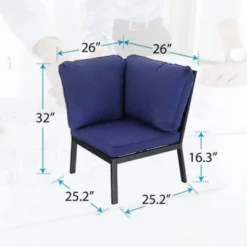 4pc Patio Corner Conversation Set - Blue - Captiva Designs -Furniture GUEST cee57668 2546 43a0 9504 6c62735ae406