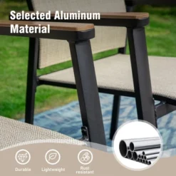 Captiva Designs 5pc Patio Steel Dining Table & Textilene Chairs With Wood-like Armrests -Furniture GUEST cfe3c1c3 6354 4bba b4e2 9f71b452b515 1