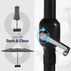 Captiva Designs 9'x15' Rectangular Outdoor Market Umbrella With Crank Handle -Furniture GUEST d02b9cc3 420f 4fdd 8c97 bce6e00e93b8