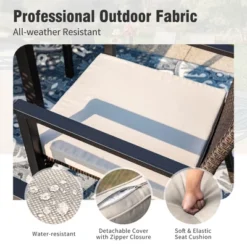 Captiva Designs 9pc Patio Rectangle Expandable Metal Dining Table & Rattan Chairs With Removable Cushions -Furniture GUEST d10de5c4 0ddd 4acf 8789 624d07b7c507 4